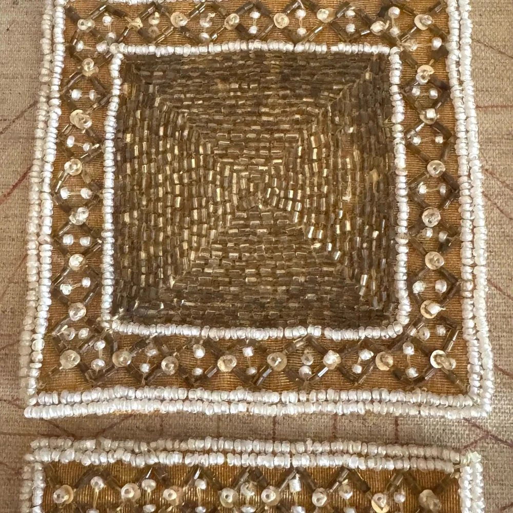 Gold Yellow Beaded Coaster's 4 pc Bohemian Boho